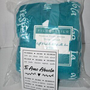 FILO ESTILO Sherpa Blanket - Spanish Abuelita Gift from Grandchildren - Teal - N